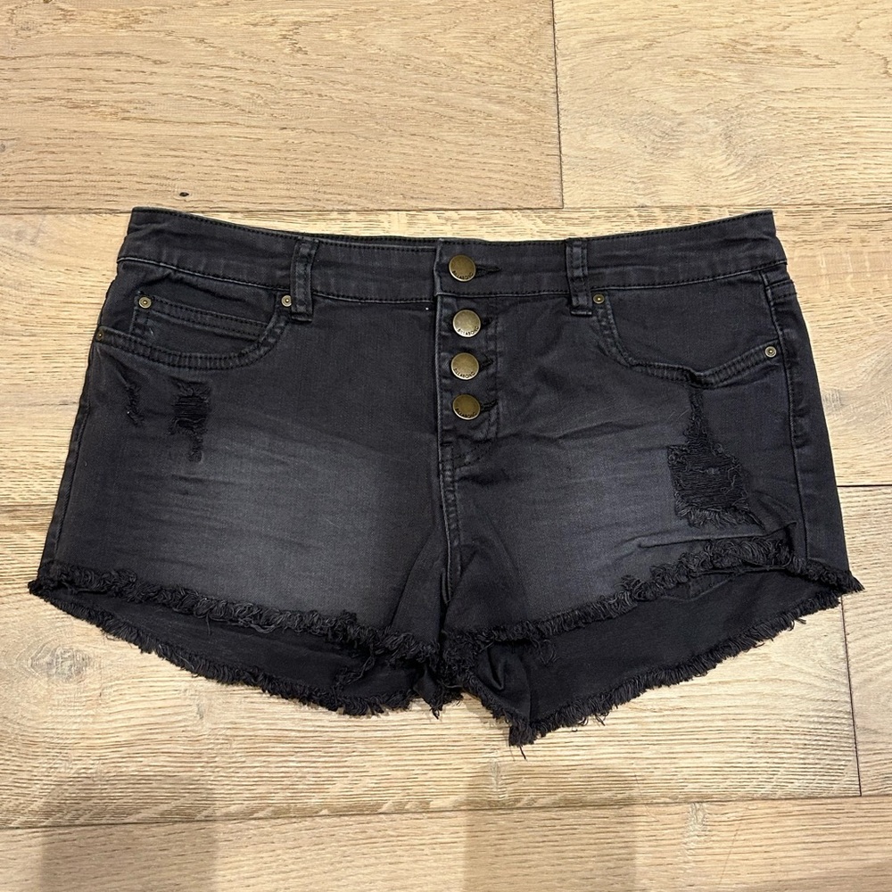 Billabong Black Washed Fray Hem Jean Shorts - Size 30 - NWOT